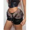 imageMakeMeChic Womens Leather Shorts Summer Wrap Fuzzy Mini Micro Shorts Y2K Club OutfitsBlack