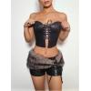 imageMakeMeChic Womens Leather Shorts Summer Wrap Fuzzy Mini Micro Shorts Y2K Club OutfitsBlack