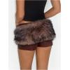 imageMakeMeChic Womens Leather Shorts Summer Wrap Fuzzy Mini Micro Shorts Y2K Club OutfitsBrown
