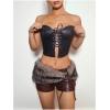 imageMakeMeChic Womens Leather Shorts Summer Wrap Fuzzy Mini Micro Shorts Y2K Club OutfitsBrown