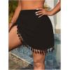 imageMakeMeChic Womens Plus Size Cover Up Skirt Tassel Hem Ruched Drawstring Beach SkirtsBlack