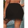 imageMakeMeChic Womens Plus Size Cover Up Skirt Tassel Hem Ruched Drawstring Beach SkirtsBlack