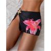 imageMakeMeChic Womens Swim Beach Cover Ups Starfish Mini Skirt for Bathing Suit SwimwearBlack Flower