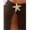 imageMakeMeChic Womens Swim Beach Cover Ups Starfish Mini Skirt for Bathing Suit SwimwearCoffee Brown