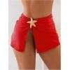 imageMakeMeChic Womens Swim Beach Cover Ups Starfish Mini Skirt for Bathing Suit SwimwearSolid Red