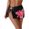 imageMakeMeChic Womens Swim Beach Cover Ups Starfish Mini Skirt for Bathing Suit SwimwearBlack Flower