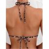 imageMakeMeChic Womens Bikini Sets Leopard Print Halter High Cut Shell Cheeky Bathing SuitBrown