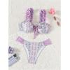 imageMakeMeChic Womens Floral Bikini Set Tie Front Frill Trim Backless Bathing Suit SwimsuitMulticolor