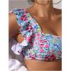 imageMakeMeChic Womens Maternity Swimsuit Two Piece Bikini Sets Ruffle Sleeve High Waisted Pregnancy SwimwearBlue a