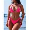 imageMakeMeChic Womens Bikini Sets Shell Halter Triangle Crochet Cheeky Summer Beach SwimsuitPink