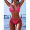 imageMakeMeChic Womens Bikini Sets Shell Halter Triangle Crochet Cheeky Summer Beach SwimsuitPink