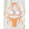 imageMakeMeChic Womens Halter Tie Side Triangle High Cut Bikini Set Bathing Suit SwimsuitOrange