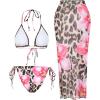 imageMakeMeChic Womens Halter Triangle Bikini Sets Floral 3 Piece Swimsuit Bathing Suit Cover Up Long SkirtBrown Pink Flower