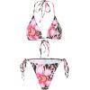 imageMakeMeChic Womens Halter Triangle Bikini Sets Floral 3 Piece Swimsuit Bathing Suit Cover Up Long SkirtBrown Pink Flower