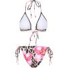 imageMakeMeChic Womens Halter Triangle Bikini Sets Floral 3 Piece Swimsuit Bathing Suit Cover Up Long SkirtBrown Pink Flower