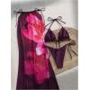 imageMakeMeChic Womens Halter Triangle Bikini Sets Floral 3 Piece Swimsuit Bathing Suit Cover Up Long SkirtPurple Flower