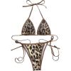 imageMakeMeChic Womens Halter Tie Side Triangle High Cut Bikini Set Bathing Suit SwimsuitSequin Brown