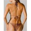 imageMakeMeChic Womens Bikini Sets Floral Print Halter Tie Back Triangle String SwimsuitYellow