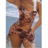 imageMakeMeChic Womens Butterfly Draped Mini Dress Cut Out Ring Linked Lettuce Trim Short DressesMulticolor