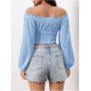 imageMakeMeChic Womens Crop Tops Long Sleeve Off The Shoulder Tops Ruched Boho Party Blouse Going Out TopBlue