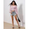 imageMakeMeChic Womens Crop Tops Long Sleeve Off The Shoulder Tops Ruched Boho Party Blouse Going Out TopPink