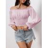 imageMakeMeChic Womens Crop Tops Long Sleeve Off The Shoulder Tops Ruched Boho Party Blouse Going Out TopPink