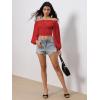 imageMakeMeChic Womens Crop Tops Long Sleeve Off The Shoulder Tops Ruched Boho Party Blouse Going Out TopRed
