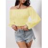 imageMakeMeChic Womens Crop Tops Long Sleeve Off The Shoulder Tops Ruched Boho Party Blouse Going Out TopYellow