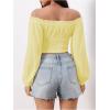 imageMakeMeChic Womens Crop Tops Long Sleeve Off The Shoulder Tops Ruched Boho Party Blouse Going Out TopYellow