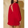 imageMakeMeChic Womens Deep V Neck Lantern Sleeve Dress Backless Summer Smock Mini DressesRed