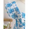 imageMakeMeChic Womens Floral Ruffle Sleeve Babydoll Shirts Sweetheart Neck Blouse Summer TopsBlue a
