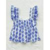 imageMakeMeChic Womens Floral Ruffle Sleeve Babydoll Shirts Sweetheart Neck Blouse Summer TopsBlue and White