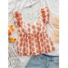 imageMakeMeChic Womens Floral Ruffle Sleeve Babydoll Shirts Sweetheart Neck Blouse Summer TopsOrange