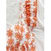 imageMakeMeChic Womens Floral Ruffle Sleeve Babydoll Shirts Sweetheart Neck Blouse Summer TopsOrange