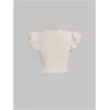 imageMakeMeChic Womens Flutter Sleeve Crew Neck Tee Shirt Rib Knitted Slim Fit Summer Crop TopApricot