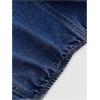 imageMakeMeChic Womens Halter Denim Top Wrap Asymmetrical Backless Fitted Y2K Crop TopsDeep Blue