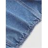 imageMakeMeChic Womens Halter Denim Top Wrap Asymmetrical Backless Fitted Y2K Crop TopsLight Blue
