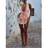 imageMakeMeChic Womens Halter Dresses Ruffle Deep V Neck Backless Bodycon Sexy Mini DressCoral Pink