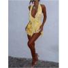 imageMakeMeChic Womens Halter Dresses Ruffle Deep V Neck Backless Bodycon Sexy Mini DressYellow