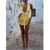 imageMakeMeChic Womens Halter Dresses Ruffle Deep V Neck Backless Bodycon Sexy Mini DressYellow