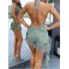 imageMakeMeChic Womens Halter Dresses Tie Dye Deep V Neck Backless Bodycon Sexy Mini DressLight Green