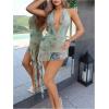 imageMakeMeChic Womens Halter Dresses Tie Dye Deep V Neck Backless Bodycon Sexy Mini DressLight Green