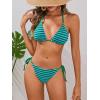 imageMakeMeChic Womens Halter Tie Side Triangle High Cut Bikini Set Bathing Suit Swimsuit
