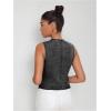 imageMakeMeChic Womens Jean Vest Top Y2k V Neck Sleeveless Denim Top Single Breasted Crop Jacket Cowboy ChicDark Grey
