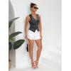 imageMakeMeChic Womens Jean Vest Top Y2k V Neck Sleeveless Denim Top Single Breasted Crop Jacket Cowboy ChicDark Grey