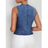 imageMakeMeChic Womens Jean Vest Top Y2k V Neck Sleeveless Denim Top Single Breasted Crop Jacket Cowboy ChicDark Wash
