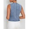 imageMakeMeChic Womens Jean Vest Top Y2k V Neck Sleeveless Denim Top Single Breasted Crop Jacket Cowboy ChicLight Wash