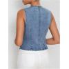 imageMakeMeChic Womens Jean Vest Top Y2k V Neck Sleeveless Denim Top Single Breasted Crop Jacket Cowboy ChicMedium Wash
