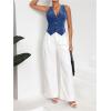 imageMakeMeChic Womens Jean Vest Top Y2k V Neck Sleeveless Denim Top Single Breasted Crop Jacket Cowboy ChicMedium Wash B