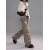 imageMakeMeChic Womens Long Sleeve Ruffle Trim Mesh Blouse Tie V Neck Y2K Crop Fairy TopsApricot